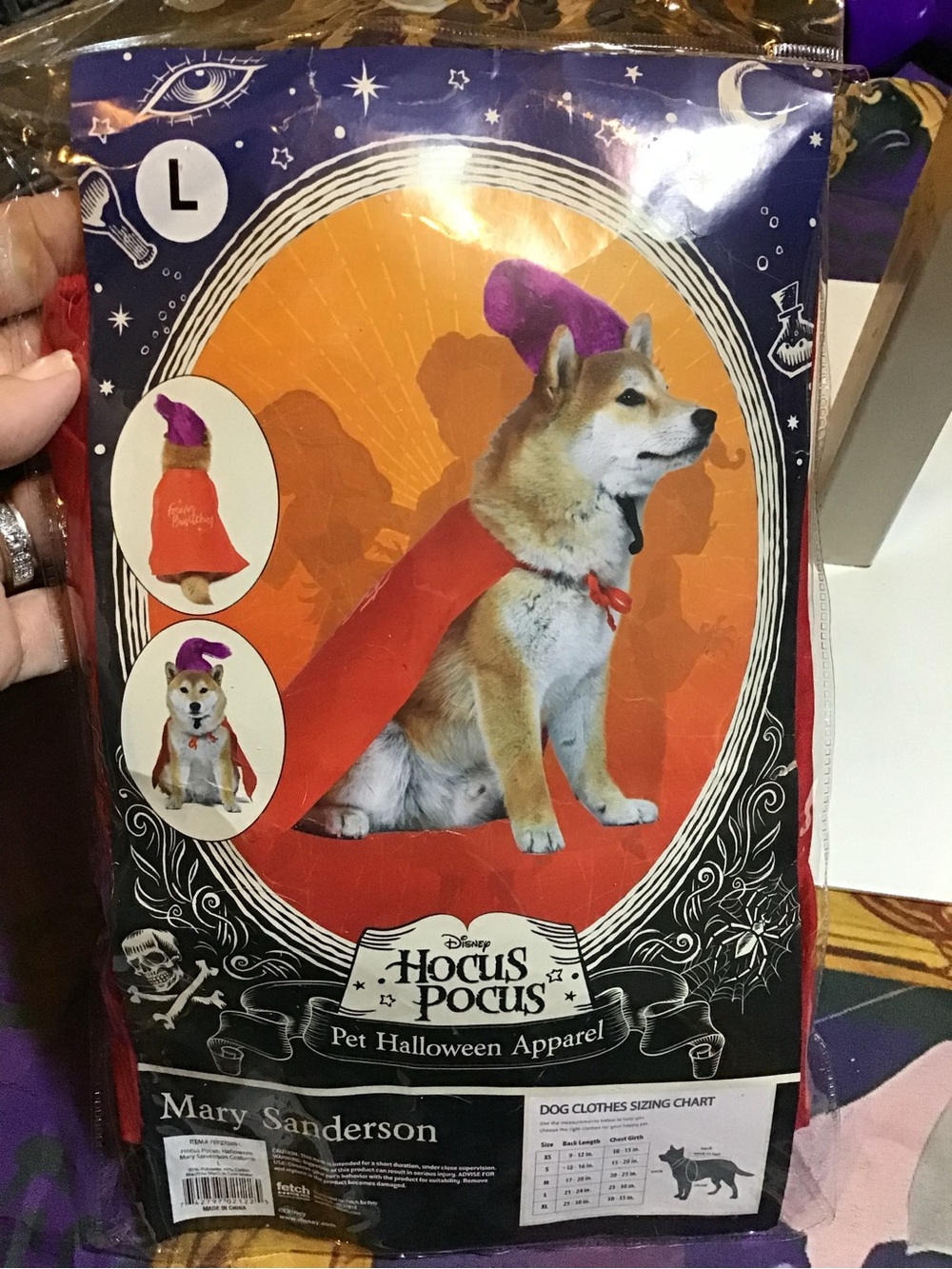 Disney hocus pocus Mary Sanderson pet Halloween apparel size Large